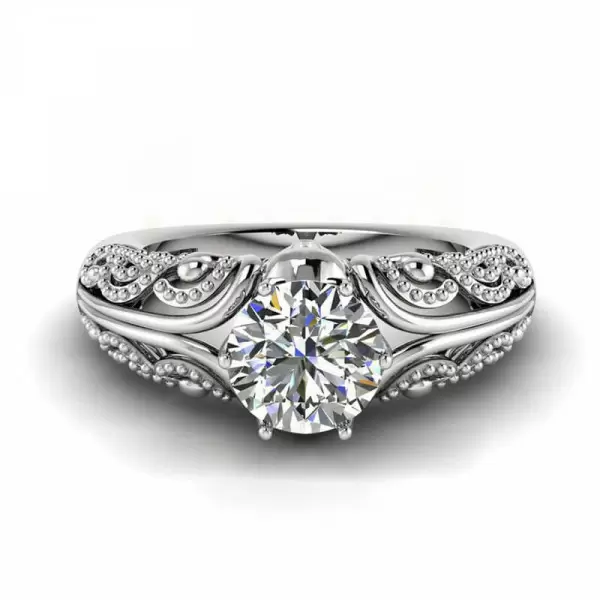 Round Cut 1.3ct Skull With Crown Vintage Engagement Ring