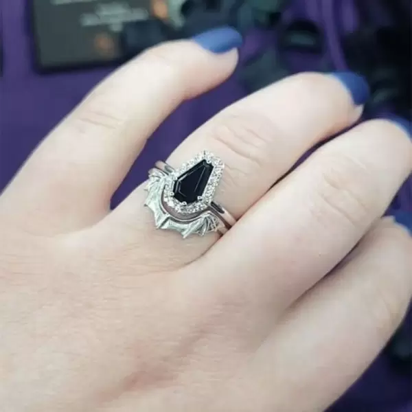Coffin & Bat 3ct Sterling Silver Ring Set