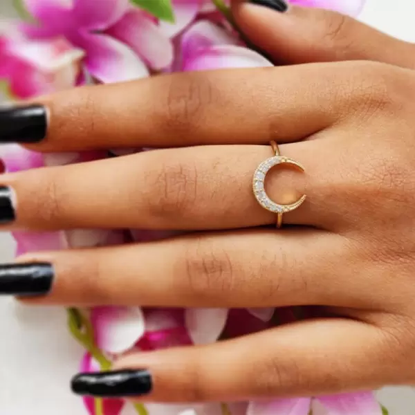 Minimalist Stackable Yellow Gold Moon Ring
