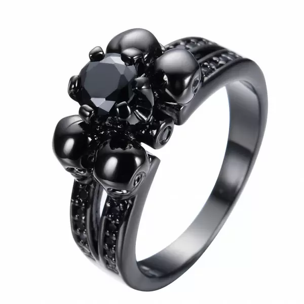 Fashion Black Gold Plating Skull Ring