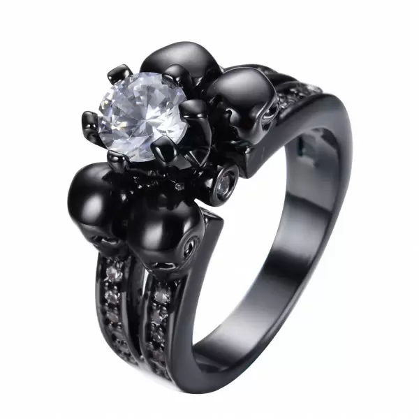 Fashion Black Gold Plating Skull Ring