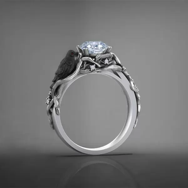 Round Cut White Sapphire 1ct The Raven Ring