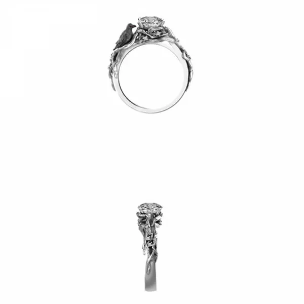 Round Cut White Sapphire 1ct The Raven Ring