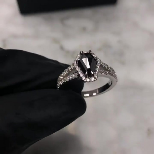 Coffin Cut  Black Gemstone Ring For Halloween  Special Offer