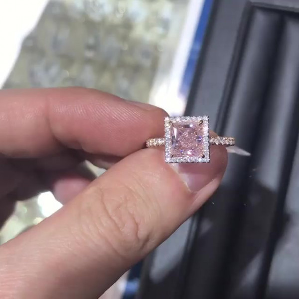Pink princess cut diamond shop