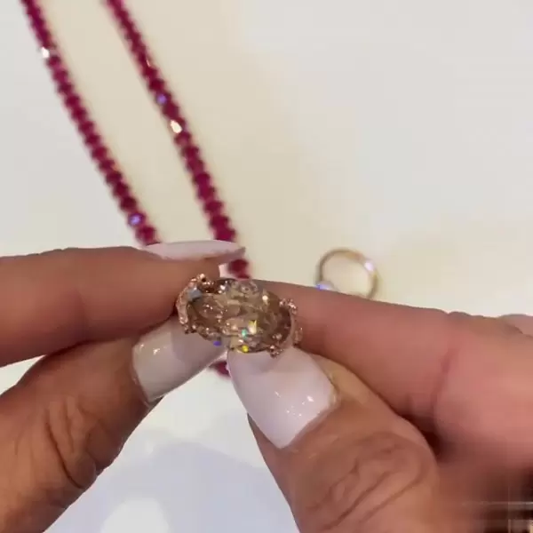 4ct Champagne Oval Cut Stone Ring