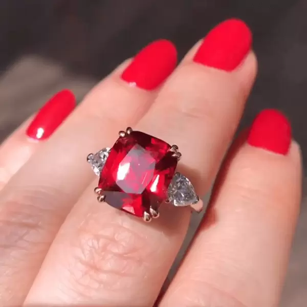 Cushion cut sales ruby engagement rings