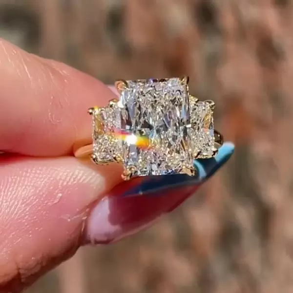 4.5ctw Radiant Cut White Sapphire Three Stone Engagement Ring