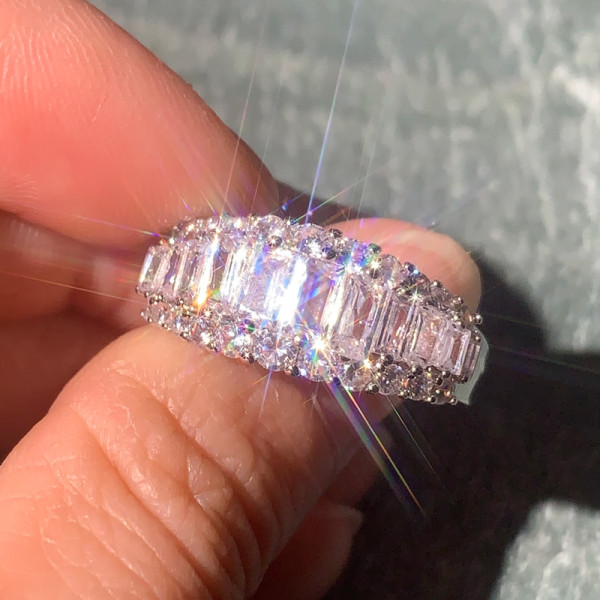 2ctw Emerald Cut White Sapphire Wedding Band