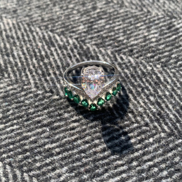 3ct Pear Cut White Sapphire Crown Engagement Ring