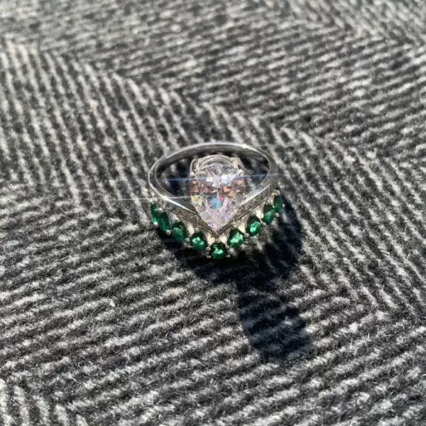 3ct Pear Cut White Sapphire Crown Engagement Ring