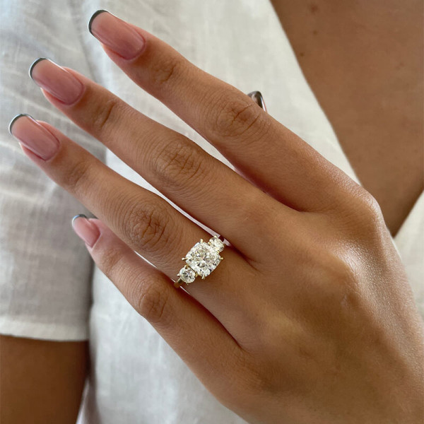 5.4ct Cushion Cut White Sapphire Ring In Gold SayaBling Jewelry