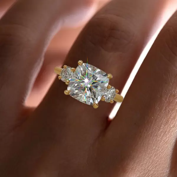 5.4ct Cushion Cut White Sapphire Engagement Ring in Gold