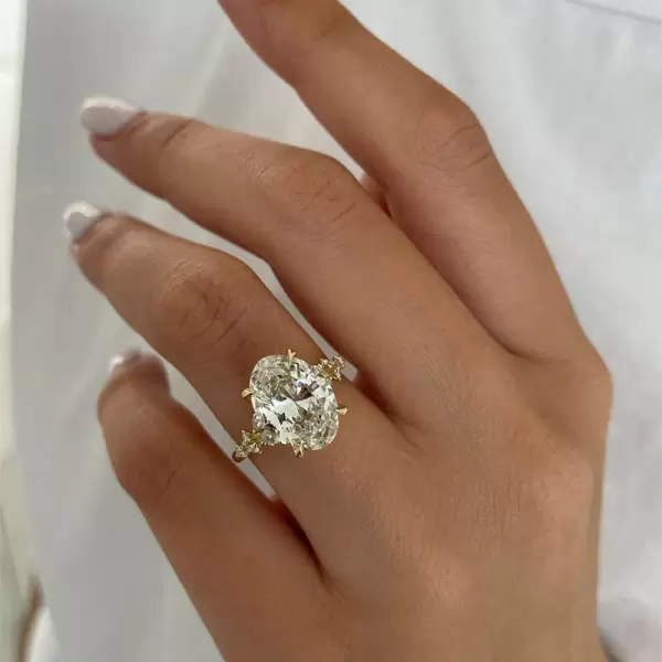 4.33ct Oval Cut White Sapphire Ring in Gold SayaBling Jewelry