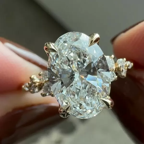 4ct Oval Cut White Sapphire Gold Tone Engagement Ring