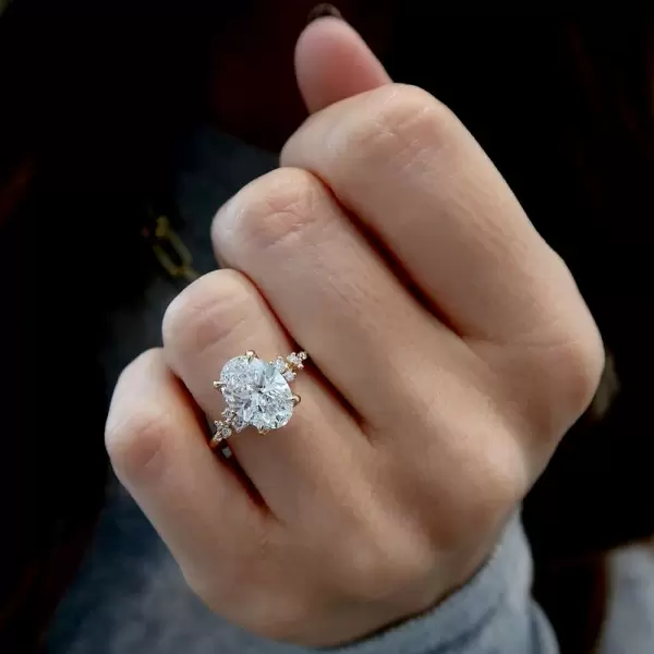 4ct Oval Cut White Sapphire Gold Tone Engagement Ring