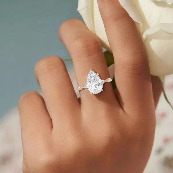 2.2ct Pear Cut White Sapphire Engagement Ring