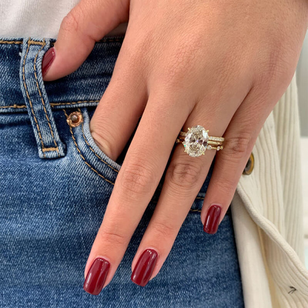 3ct Oval Cut White Sapphire Engagement Ring in Gold