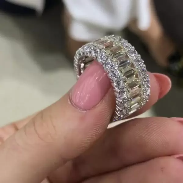 7.8ct Baguette Cut Light Yellow Sapphire Eternity Band