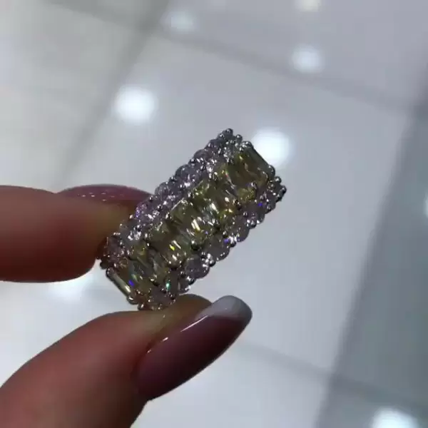 7.8ct Baguette Cut Light Yellow Sapphire Eternity Band