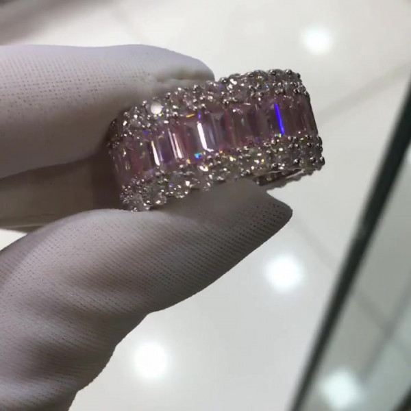 7.8 ct Baguette Cut Pink Sapphire Eternity Band
