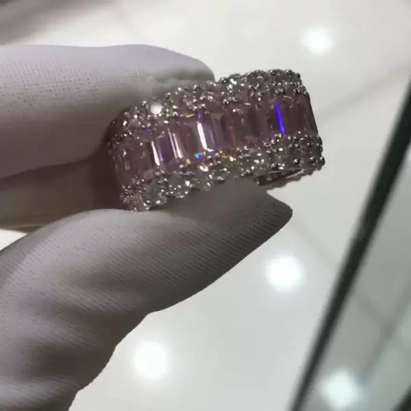 7.8 ct Baguette Cut Pink Sapphire Eternity Band