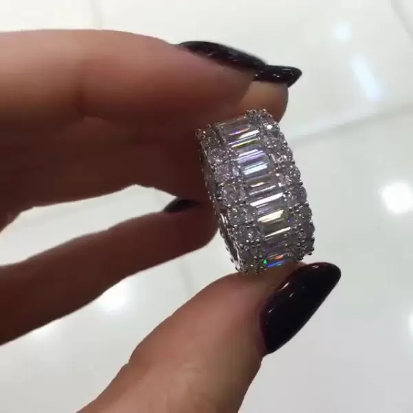 7.8ct Baguette Cut White Sapphire Eternity Band