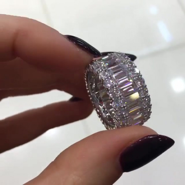 7.8ct Baguette Cut White Sapphire Eternity Band