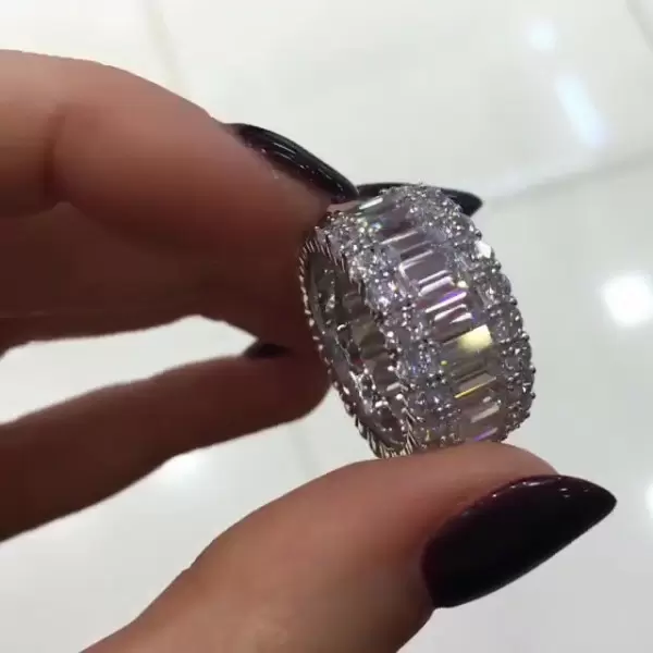 7.8ct Baguette Cut White Sapphire Eternity Band