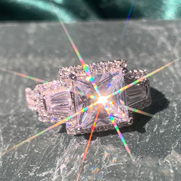 Princess Cut White Sapphire Engagement Ring