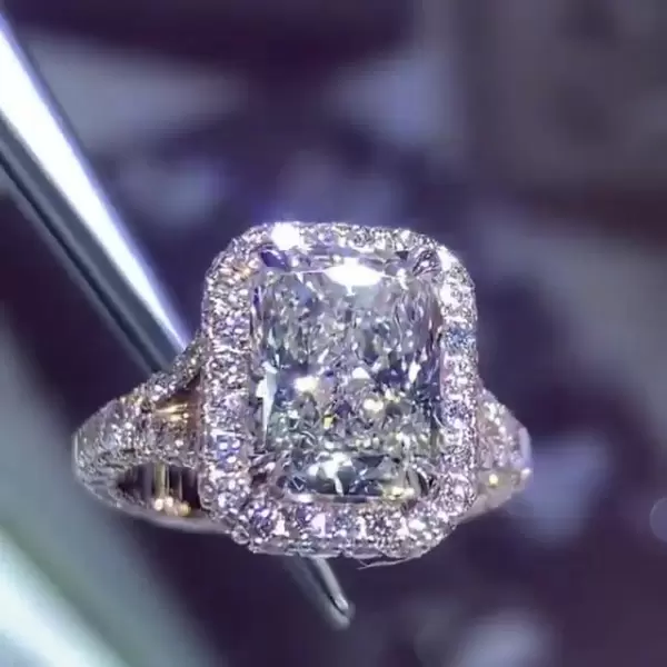 4ct Radiant Cut White Sapphire Engagement Ring in Rose Gold