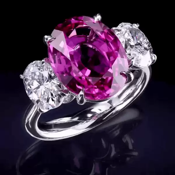 Oval Cut Three Stone Amethyst 8 Carat Engagement Ring