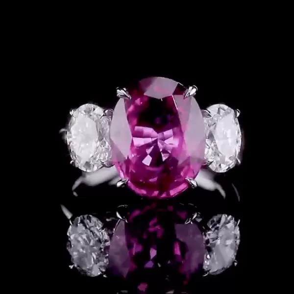 Oval Cut Three Stone Amethyst 8 Carat Engagement Ring