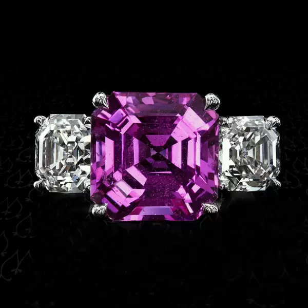 Asscher Cut Amethyst Engagement Ring for Women in Sterling Silver SayaBling