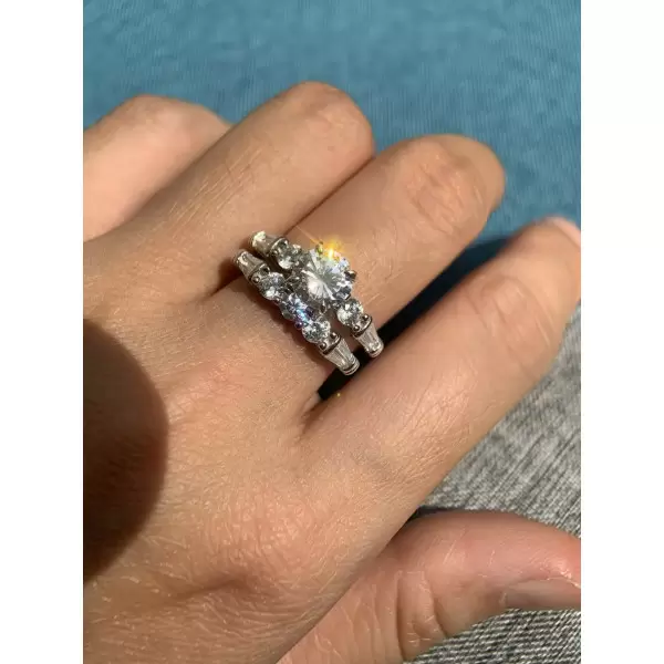 1.5ct Round Cut White Sapphire 2pcs Bridal Set