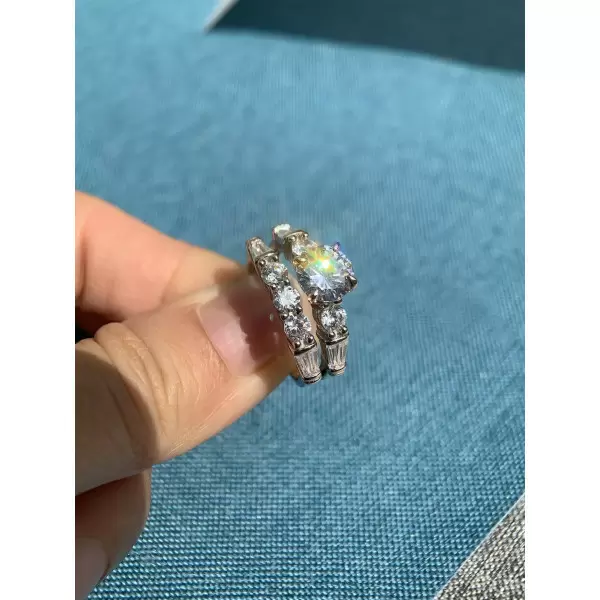 1.5ct Round Cut White Sapphire 2pcs Bridal Set