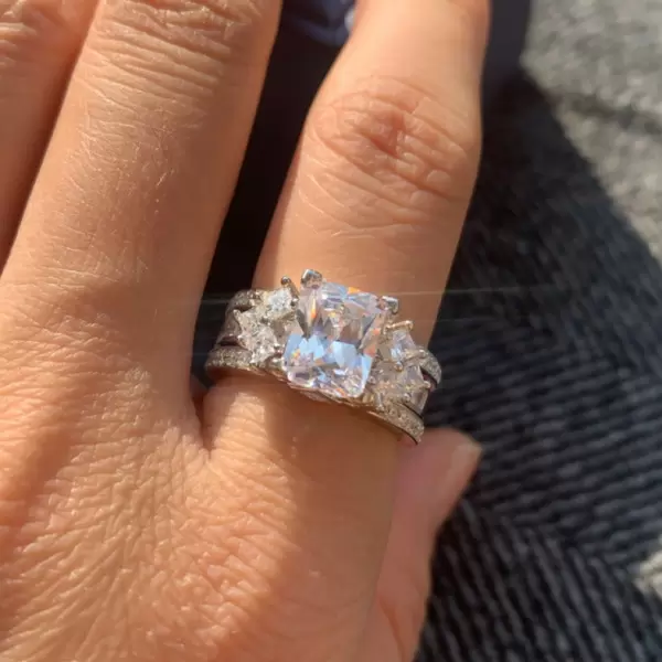 Radiant Cut White Sapphire Bridal Set