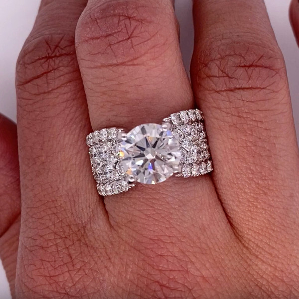 3.2ct Round Cut White Sapphire Engagement Ring