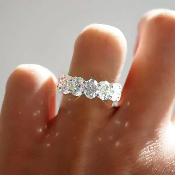 10ctw Oval Cut White Sapphire Classic Eternity Ring