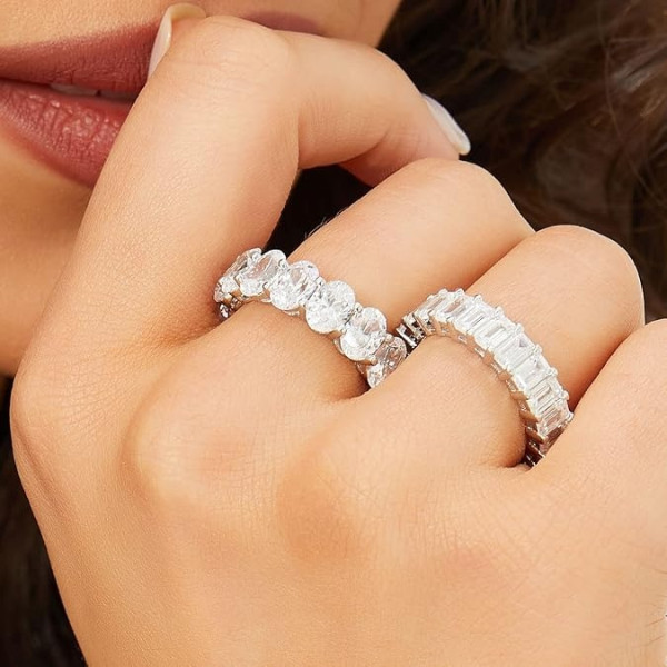 10ctw Oval Cut White Sapphire Classic Eternity Band