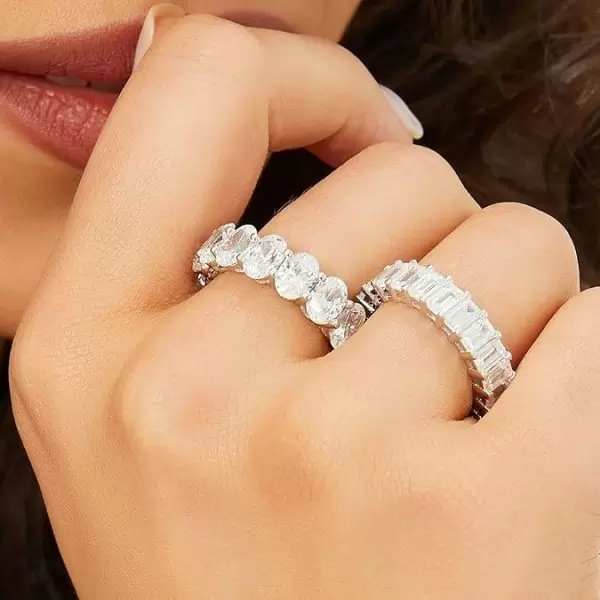10ctw Oval Cut White Sapphire Classic Eternity Band