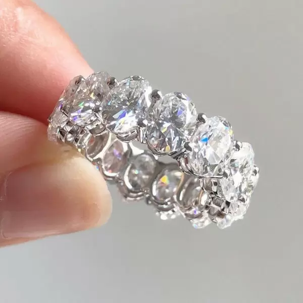 10ctw Oval Cut White Sapphire Classic Eternity Band