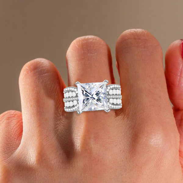 4ct Princess Cut White Sapphire Engagement Ring