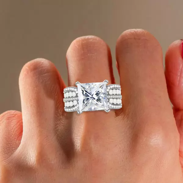 4ct Princess Cut White Sapphire Engagement Ring