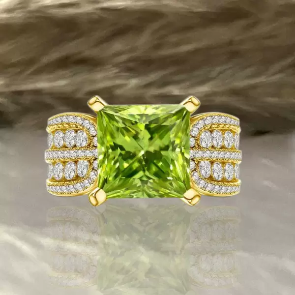 4ct Princess Cut Peridot Engagement Ring