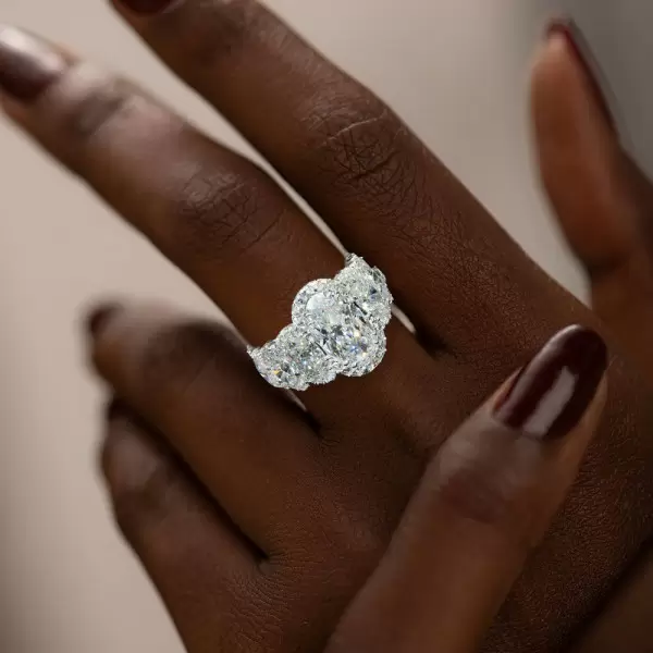 4.8ct Halo Oval Cut Eternity Shank Luxurious Engagement Ring