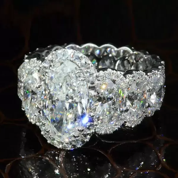 4.8ct Halo Oval Cut Eternity Shank Luxurious Engagement Ring