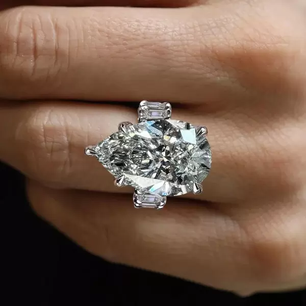 12ct Pear Cut White Sapphire Engagement Ring