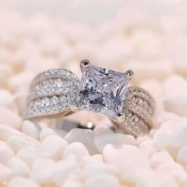 2ct Princess Cut White Sapphire Engagement Rings