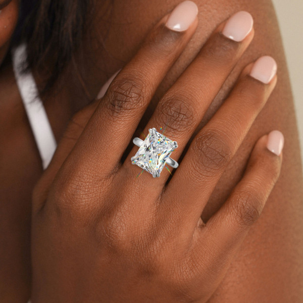 3.5ct Radiant Cut White Sapphire Engagement Ring